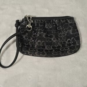 Coach Black and Silver  Wristlet Clutch